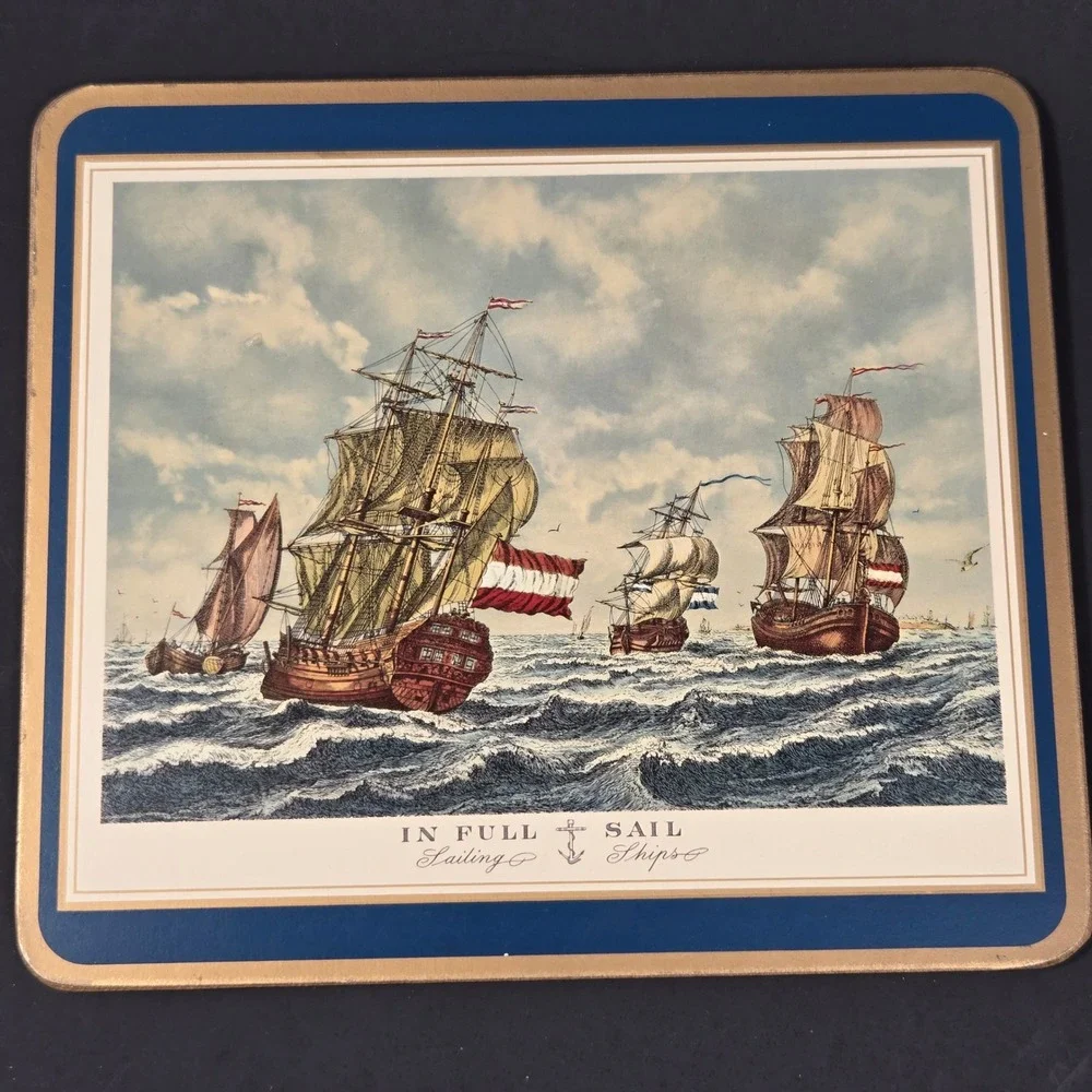 Vintage Pimpernel Sailing Ships Cork Backed Placemats Set of 6 Made in UK